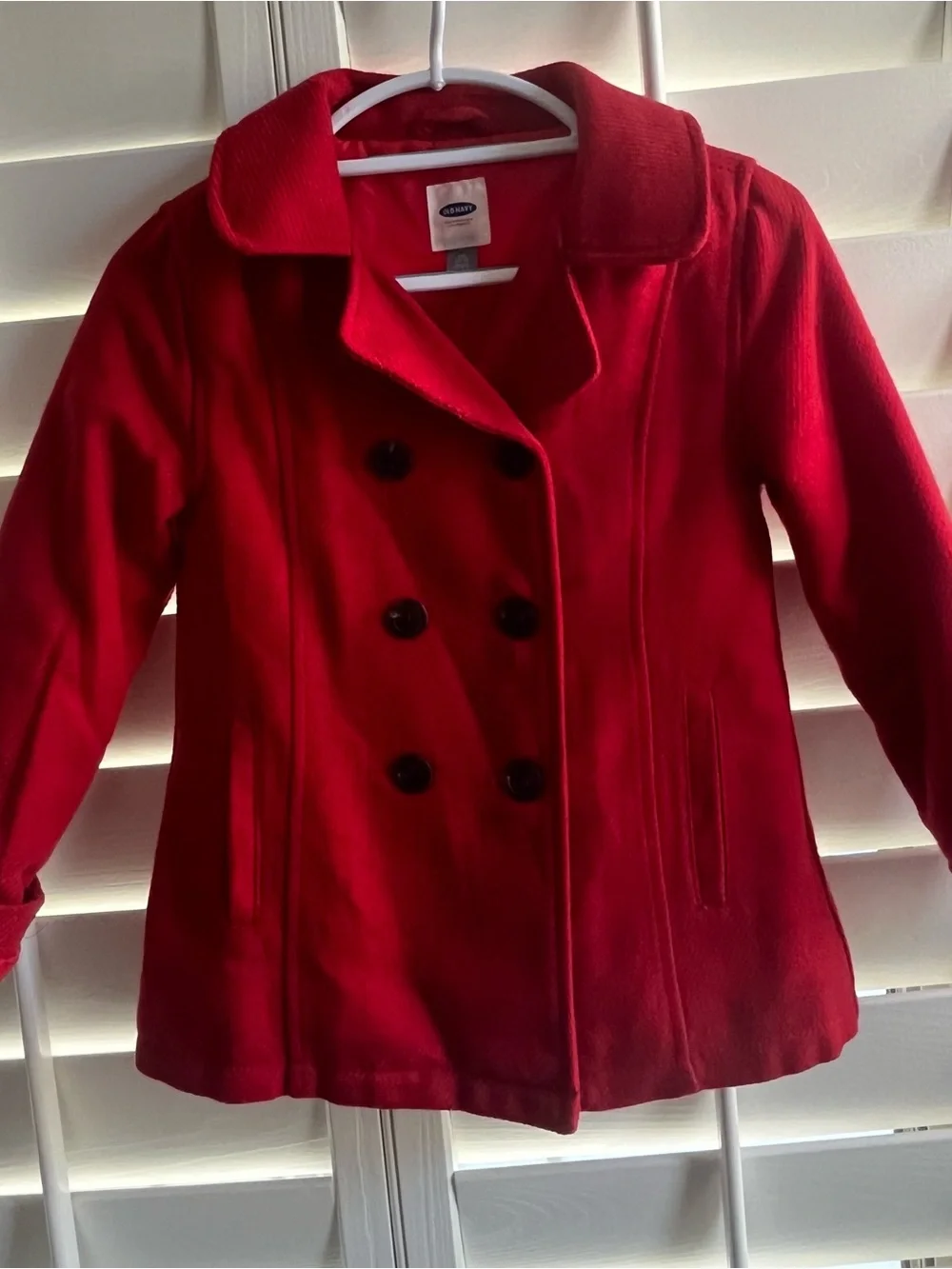 Old Navy Red Double-Breasted Peacoat with Notch Collar. Girls SZ 10-12